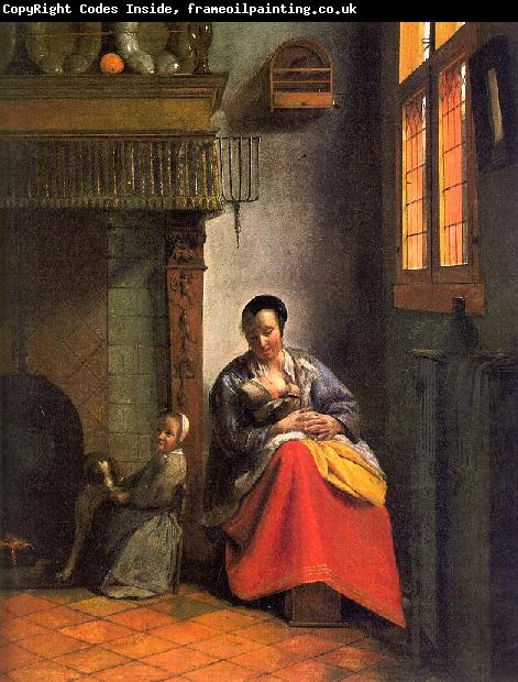 Pieter de Hooch Woman Nursing an Infant